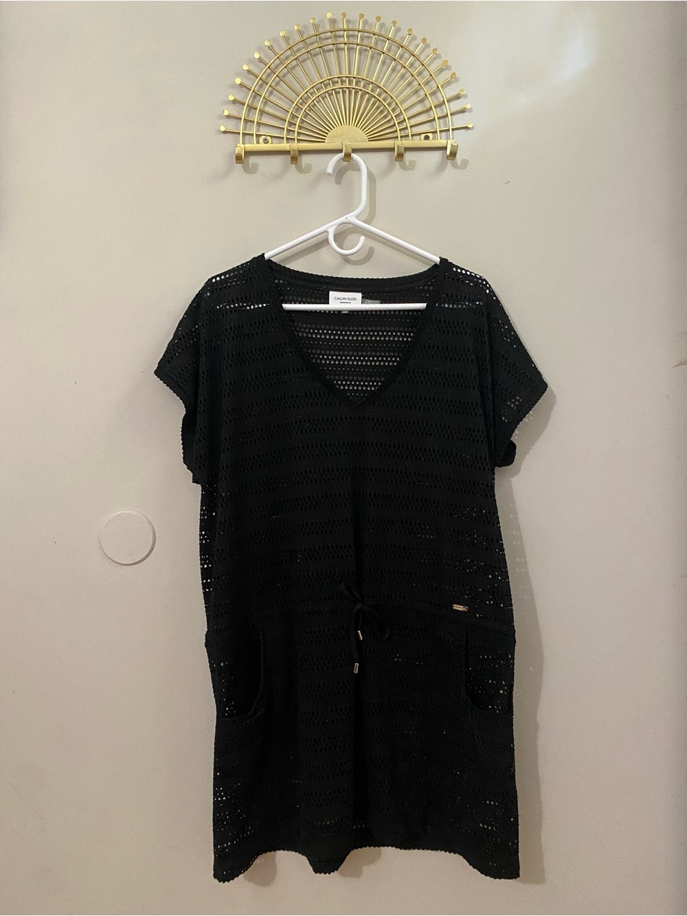 Calvin Klein Black Crochet Swim Cover-Up